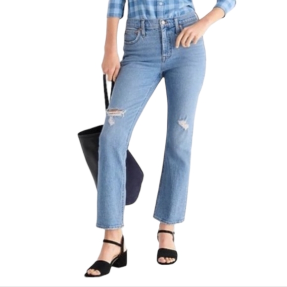 J. Crew Demi Boot Crop Jeans Mid-rise Distressed Medium Wash 27P - Picture 6 of 12